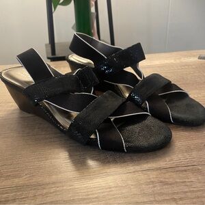 Ros Hommerson Women's Wynona Strappy Wedge Sandal Black Size 10